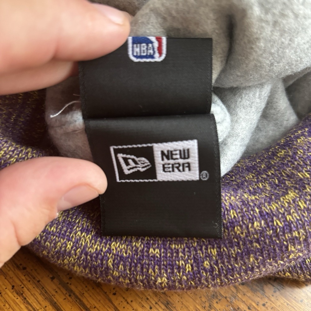 Los Angeles Lakers Beanie New Era Sport One Size Knit Hat Wool Blend Purple Gold - Picture 7 of 8
